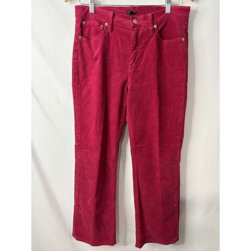 J Crew Mens 29 Berry Red Stretch Corduroy Straight Leg 5-Pocket Pants Preppy